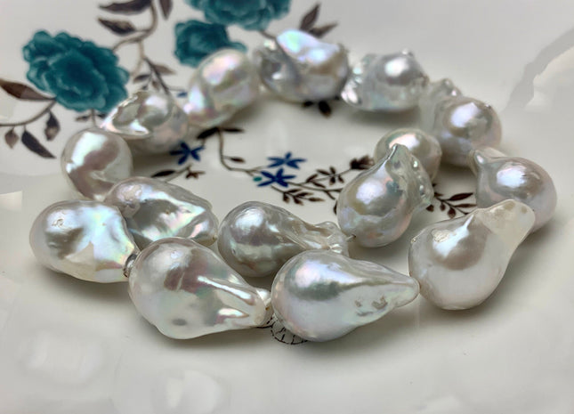 15-20x24-30 mm AAA Jumbo Size Freshwater Baroque Pearl Beads Genuine High Luster And Quality Natural White Baroque Pearls #1546