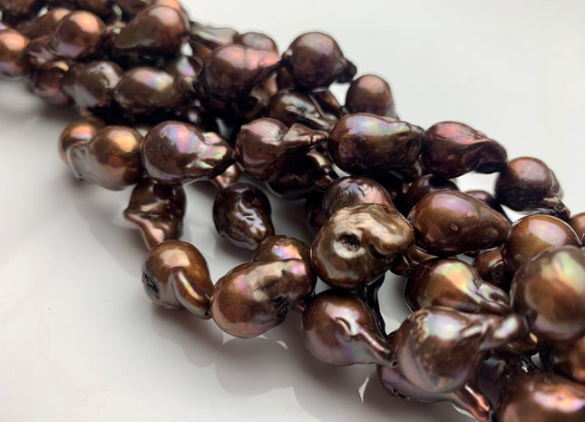 12x20 mm AA Chocolate Brown Freshwater Pearl Beads Genuine Freshwater Baroque Pearls #1373