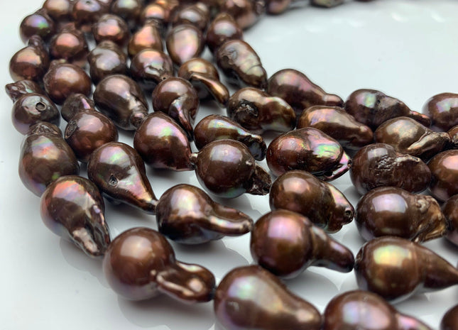 12x20 mm AA Chocolate Brown Freshwater Pearl Beads Genuine Freshwater Baroque Pearls #1373