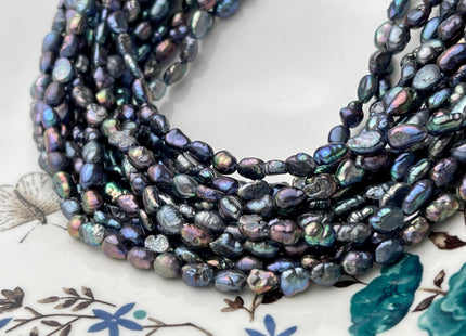 4-5 mm Peacock Color Potato Nugget Freshwater Pearl Beads Genuine Freshwater Pearls Tiny Peacock Nugget Cultured Seed Pearl Beads #P2315