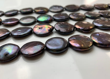 20-25 mm Dark Peacock Large Flat Coin Freshwater Pearl Beads Large Irregular Flat Coin Beads Genuine Freshwater Coin Pearl Beads #1218