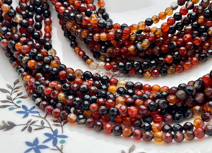 WHOLESALE 4 mm Faceted Round Mixed Color Agate Gemstone Beads Mixed Orange Pink Black Purple Beige Color Agate Beads 14 Inches #3789