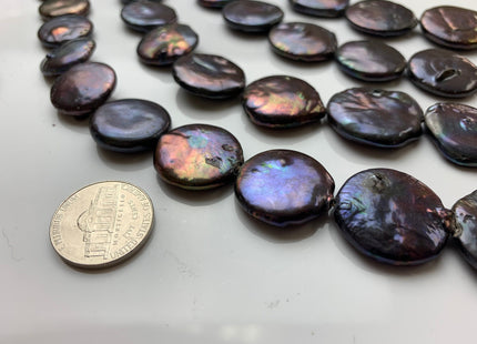 20-25 mm Dark Peacock Large Flat Coin Freshwater Pearl Beads Large Irregular Flat Coin Beads Genuine Freshwater Coin Pearl Beads #1218