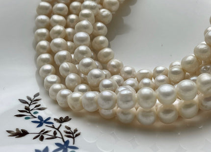 8.5-9 mm Natural White Potato Freshwater Pearls Genuine Natural Freshwater Pearl Beads White Freshwater Pearls 46 Beads #P2055