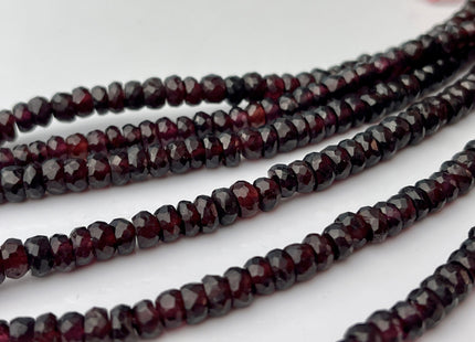 5-6mm Faceted Rondelle Red Garnet Large Hole Gemstone Bead Genuine Natural Garnet Loose Bead 8 Inches Strand Hole Size 1.0mm #4230
