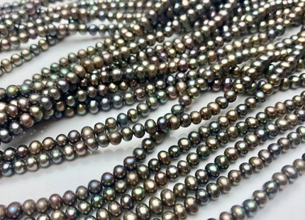 3.5-4 mm AAA Abalone Gray Color Potato Freshwater Pearl Beads Genuine High Luster With Iridescent Gray Color Freshwater Seed Pearls #1531
