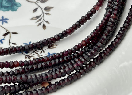 5-6mm Faceted Rondelle Red Garnet Large Hole Gemstone Bead Genuine Natural Garnet Loose Bead 8 Inches Strand Hole Size 1.0mm #4230