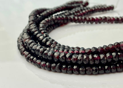5-6mm Faceted Rondelle Red Garnet Large Hole Gemstone Bead Genuine Natural Garnet Loose Bead 8 Inches Strand Hole Size 1.0mm #4230
