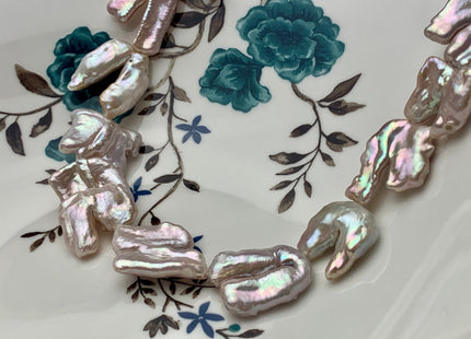 17-22 mm Limited Rare Irregular Natural White Double Biwa Freshwater Pearl Beads Genuine Natural Cultured Pearls - 3 PCS/PK #P1575