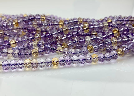 4x6 mm AAA Top Quality Half Strand Faceted Rondelle Ametrine Gemstone Beads Genuine Natural Color Ametrine Loose Beads 8 Inches #2402