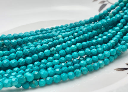 4 mm Faceted Round Blue Green Turquoise Beads Highly Polished Gemstone Loose Beads 15.5 Inches Strand #3252