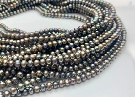3.5-4 mm AAA Abalone Gray Color Potato Freshwater Pearl Beads Genuine High Luster With Iridescent Gray Color Freshwater Seed Pearls #1531