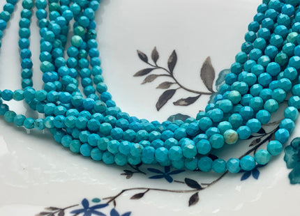 4 mm Faceted Round Blue Green Turquoise Beads Highly Polished Gemstone Loose Beads 15.5 Inches Strand #3252
