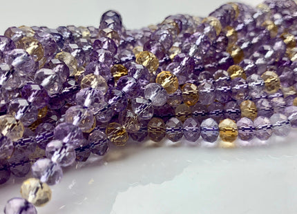 4x6 mm AAA Top Quality Half Strand Faceted Rondelle Ametrine Gemstone Beads Genuine Natural Color Ametrine Loose Beads 8 Inches #2402