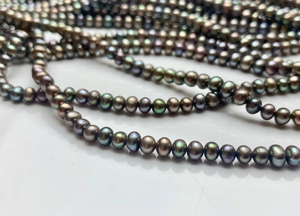 3.5-4 mm AAA Abalone Gray Color Potato Freshwater Pearl Beads Genuine High Luster With Iridescent Gray Color Freshwater Seed Pearls #1531