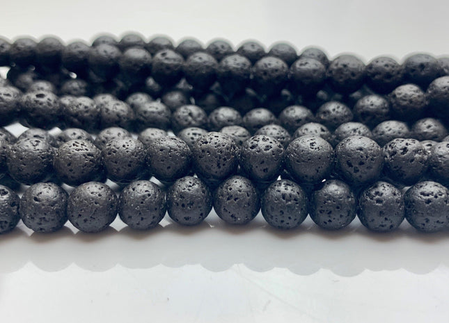 6mm 8mm 10mm Lava Round Beads Black Color Organic Volcanic Rock Stone Beads 15.5 Inches Strand #2898