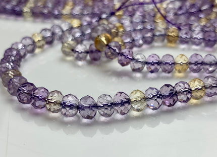 4x6 mm AAA Top Quality Half Strand Faceted Rondelle Ametrine Gemstone Beads Genuine Natural Color Ametrine Loose Beads 8 Inches #2402