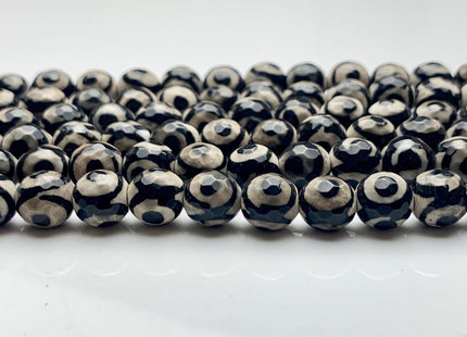 6 mm 8 mm 10 mm AAA Faceted Round Tibetan DZI Agate Black And White Tibetan Agate Gemstone Beads #2904