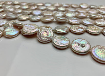 16-17 mm Natural White Freshwater Coin Pearls, Genuine Natural White Freshwater Pearls #1288