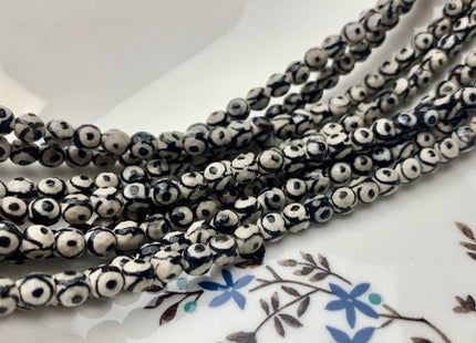 6 mm 8 mm 10 mm AAA Faceted Round Tibetan DZI Agate Black And White Tibetan Agate Gemstone Beads #2904