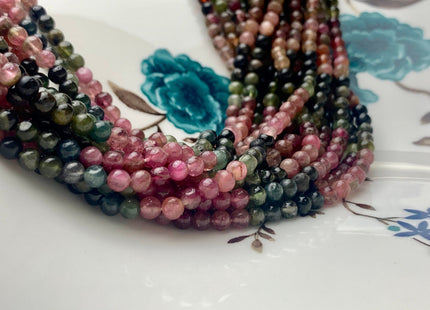 4 mm 100% All Natural Multi Color Smooth Round Tourmaline Beads Genuine High Quality Pink Green Tourmaline Beads 13 Inches Strand #2941