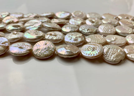 16-17 mm Natural White Freshwater Coin Pearls, Genuine Natural White Freshwater Pearls #1288
