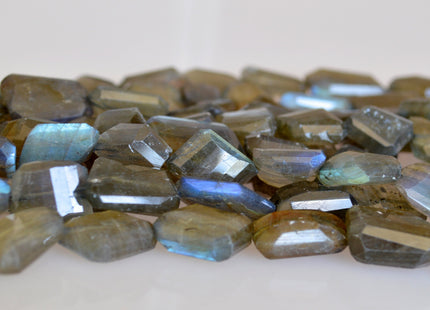 Natural Semi Precious Gemstone Rainbow Labradorite Beads Natural Color Diamond Cutting Flat Irregular Shape 10 Inch # 2084