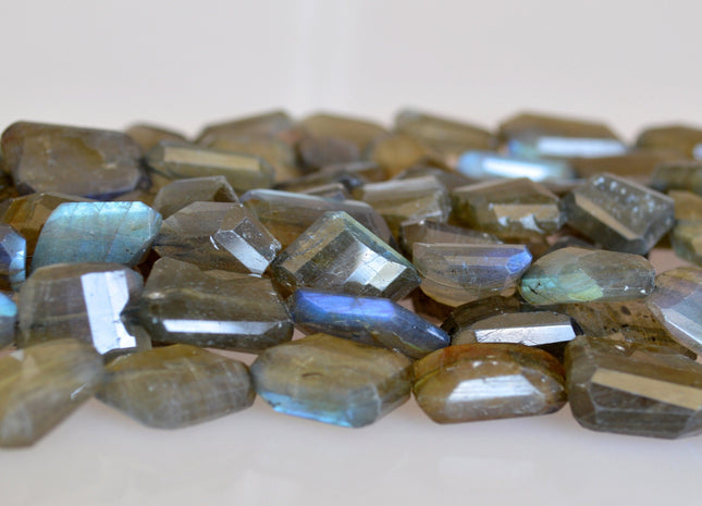 Natural Semi Precious Gemstone Rainbow Labradorite Beads Natural Color Diamond Cutting Flat Irregular Shape 10 Inch # 2084