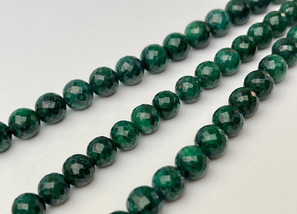 One Piece 8-9 mm Natural Emerald Gemstone Beads Faceted Round Shape Genuine Green Emerald Gemstone Bead #4164
