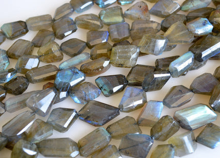 Natural Semi Precious Gemstone Rainbow Labradorite Beads Natural Color Diamond Cutting Flat Irregular Shape 10 Inch # 2084