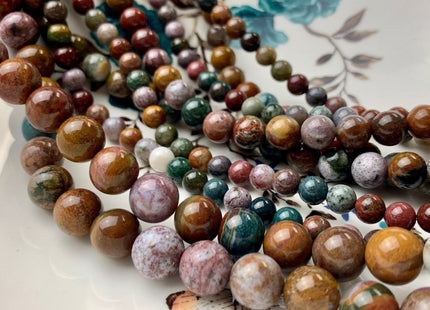 BEST DEAL 6mm 8mm 10mm AAA Smooth Round Ocean Jasper Gemstone Beads Genuine Green Brown Highly Polished Jasper Loose Beads 15.5 Inches #2788