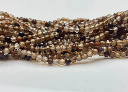 WHOLESALE 3mm 4mm Faceted Round Coffee Brown Agate Gemstone Beads, Natural Gemstone Beads Round Faceted Brown Coffee Agate Beads #506