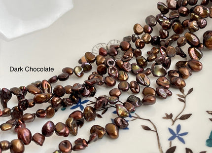 5x7 mm Top Drilled Keshi Freshwater Pearl Beads Dusty Rose/Bronze/Dark Chocolate Genuine Natural Top Drilled Cornflake Keshi Pearls #1152