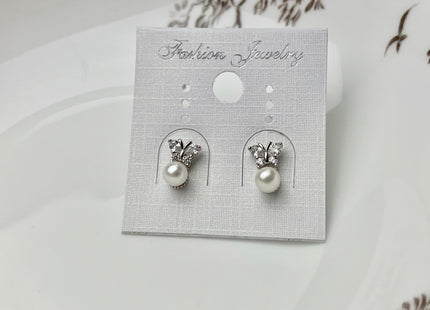 OnePair 925 SterlingSilver/Gold Earring Studs Setting Genuine 925 Silver Butterfly Shape Design For Half Drilled Pearls DIY Jewelry #10059-A