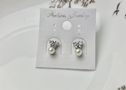 OnePair 925 SterlingSilver/Gold Earring Studs Setting Genuine 925 Silver Butterfly Shape Design For Half Drilled Pearls DIY Jewelry #10059-A
