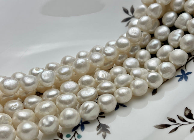 10x11-12 mm AA Natural White Potato Nugget Freshwater Pearl Beads Genuine Natural White Smooth Freshwater Pearl Nuggets 35 Beads #P2044