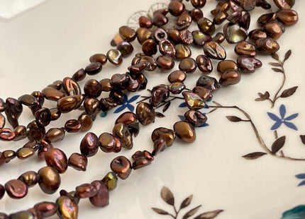 5x7 mm Top Drilled Keshi Freshwater Pearl Beads Dusty Rose/Bronze/Dark Chocolate Genuine Natural Top Drilled Cornflake Keshi Pearls #1152