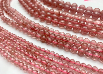 4mm 6mm 8mm 10mm Natural Color Smooth Round Strawberry Quartz Gemstone Beads Natural Pink Strawberry Quartz Loose Beads #2372