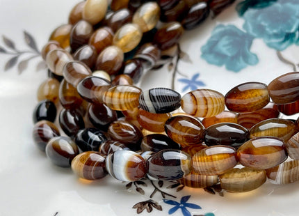 8x12 mm Smooth Barrel Shape Coffee Wave Line Agate Gemstone Beads Coffee Color Agate Gemstone Beads #2602