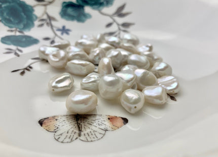 ONE Piece AAAAA 12-14 mm Top Quality High Luster Half Drilled Freshwater Keshi Pearl Beads Genuine Natural White Keshi Pearls #P1122-TH