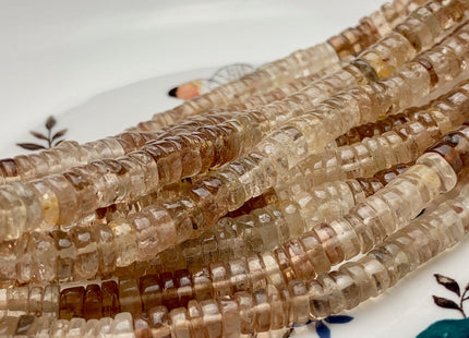 6.5mm 7mm 8mm 100% All Natural Smooth Heishi Translucent Brown Imperial Topaz Gemstone Beads Genuine Natural Topaz 8 Inches Strand #3703
