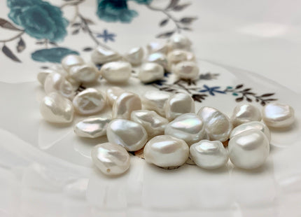 ONE Piece AAAAA 12-14 mm Top Quality High Luster Half Drilled Freshwater Keshi Pearl Beads Genuine Natural White Keshi Pearls #P1122-TH