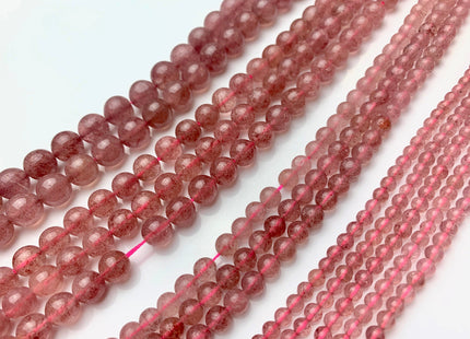 4mm 6mm 8mm 10mm Natural Color Smooth Round Strawberry Quartz Gemstone Beads Natural Pink Strawberry Quartz Loose Beads #2372