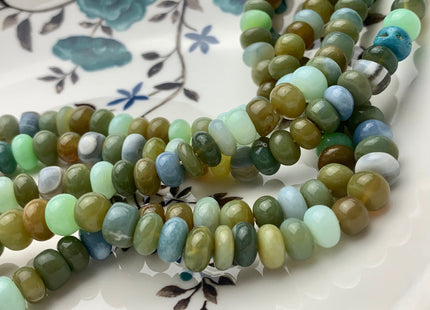 7mm 8mm 9mm 100% All Natural Smooth Rondelle Multi Opal Gemstone Beads Multi Blue Green Brown Opal Beads 8 Inches #3737
