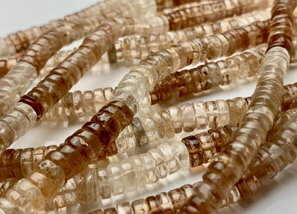 6.5mm 7mm 8mm 100% All Natural Smooth Heishi Translucent Brown Imperial Topaz Gemstone Beads Genuine Natural Topaz 8 Inches Strand #3703