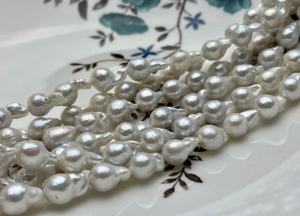 7-8x10-12 mm AAA Natural White High Luster Tear Drop Edison Baroque Freshwater Pearls Beads Genuine Freshwater Edison Pearls #P1678