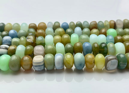 7mm 8mm 9mm 100% All Natural Smooth Rondelle Multi Opal Gemstone Beads Multi Blue Green Brown Opal Beads 8 Inches #3737
