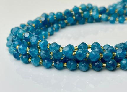 6 mm Faceted Star Cut Apatite Gemstone Beads Genuine Faceted Blue Apatite Gemstone Loose Beads 15 Inches Strand 50 Beads #4195