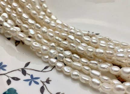 6x8 mm AAA Large Hole Natural White Rice Nugget Freshwater Pearls Hole Size 1.5mm Or 2.2mm Lustrous Genuine Rice Nugget Pearl Beads #P1068