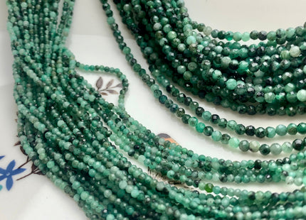 2mm 3mm AAA Natural Faceted Round Green Emerald Gemstone Beads Genuine Top Quality Emerald Tiny Gemstone Bead 15.5 inches Strand #3772
